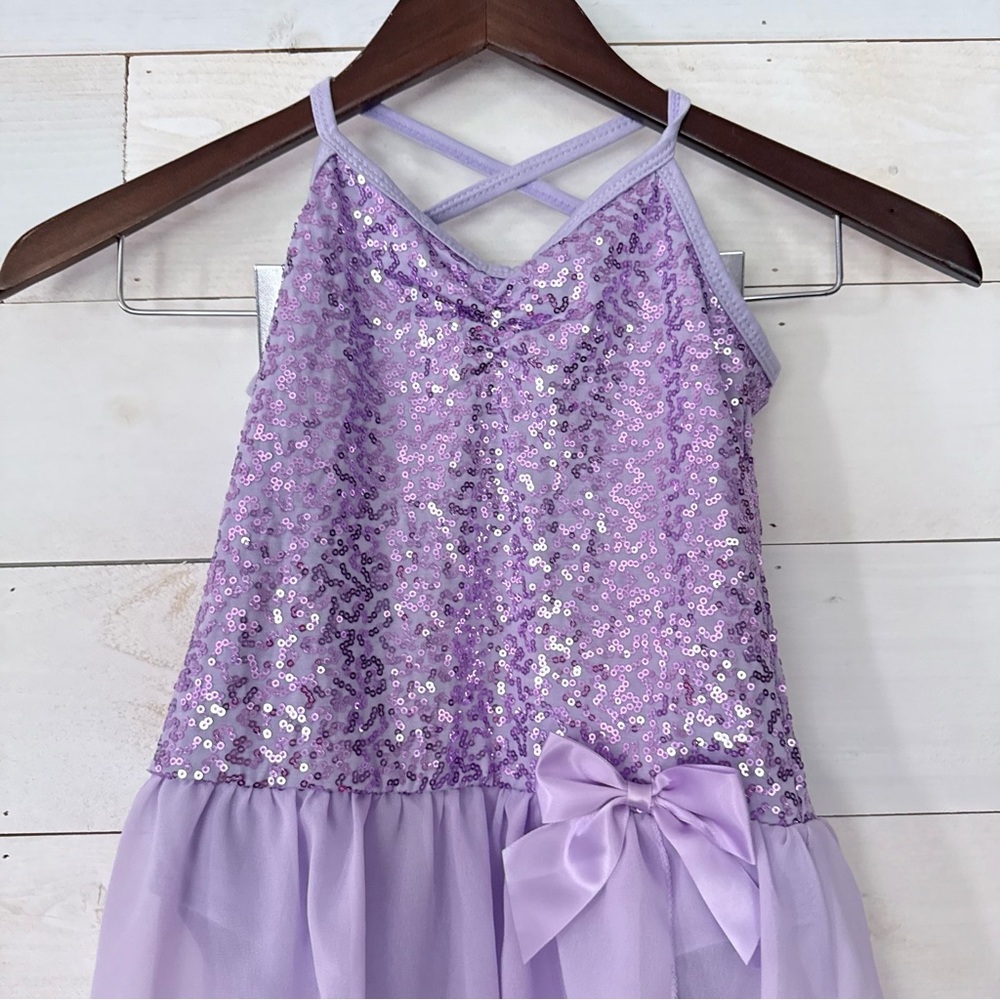 Lilac Sequin Kids Dance Costume Dress Girls Size‎ XL - Picture 2 of 6
